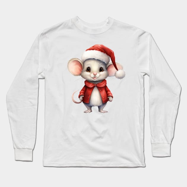 Christmas Mouse Long Sleeve T-Shirt by Chromatic Fusion Studio